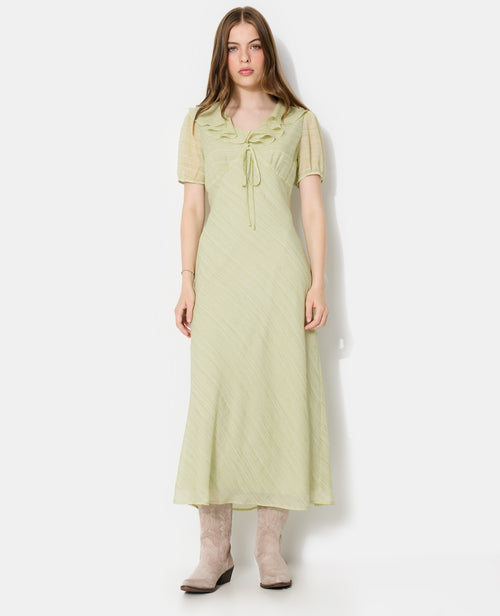 Robe longue avec col volanté et ceinture à nouer - PIMKIE - 5