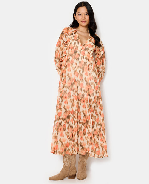 Robe longue en voile avec volants motif fleurs floues - PIMKIE - 5