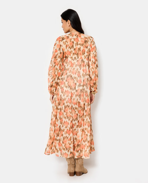 Robe longue en voile avec volants motif fleurs floues - PIMKIE - 6