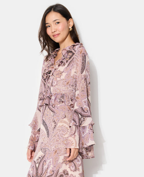 Robe longue en voile avec volants et motif cachemire - PIMKIE - 2