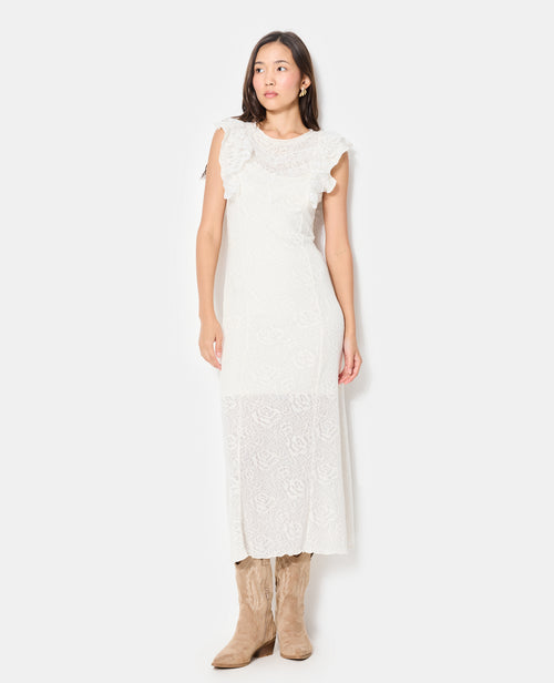 Robe longue en maille ajourée avec dentelle - PIMKIE - 1