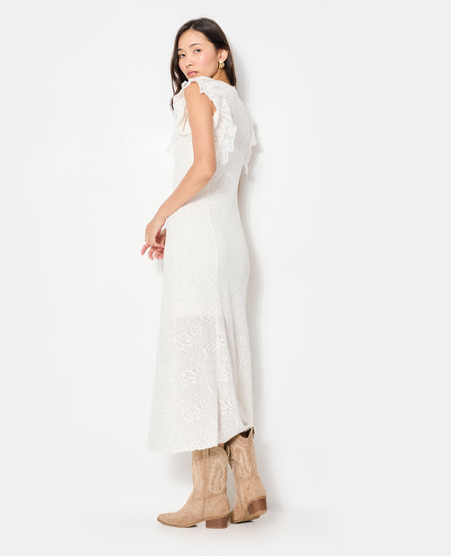 Robe longue en maille ajourée avec dentelle - PIMKIE - 6