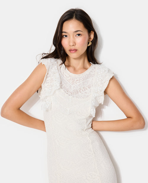 Robe longue en maille ajourée avec dentelle - PIMKIE - 7