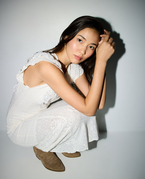 Robe longue en maille ajourée avec dentelle - PIMKIE - 8