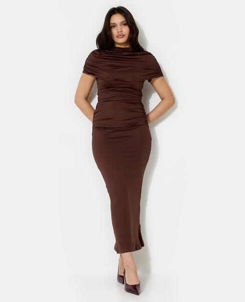 Robe longue avec cape drapée et boutons fantaisie - PIMKIE - 1