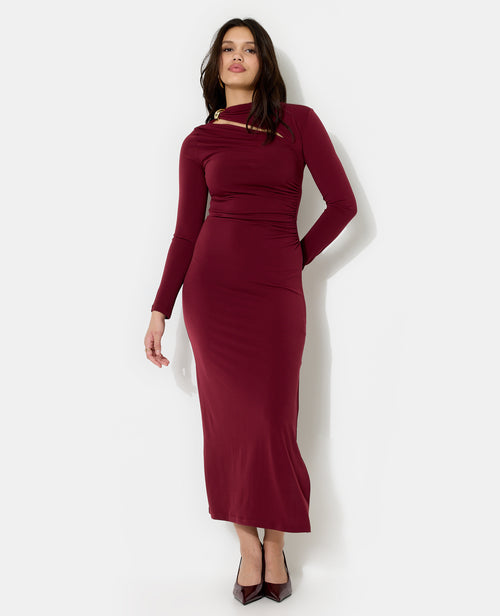 Robe longue avec découpe, fronces et détail bijou - PIMKIE - 5