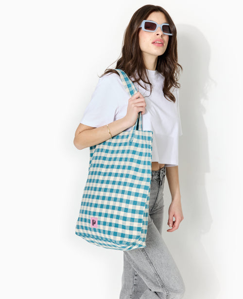 Grand totebag en tissu épais motif vichy - PIMKIE - 5