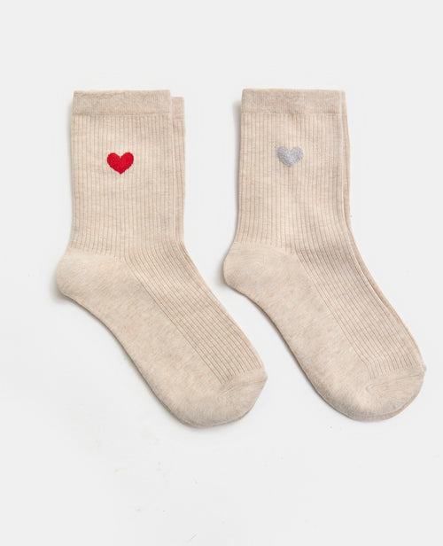 Lot de 2 paires de chaussettes avec cœurs - PIMKIE - 1