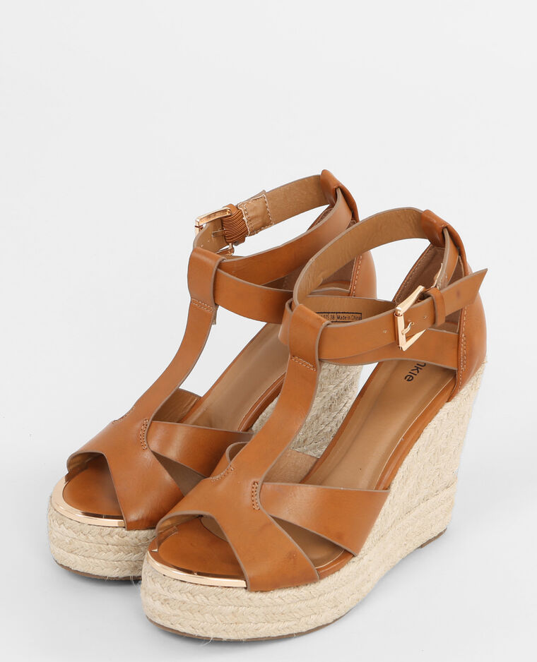 sandales compensees marron femme