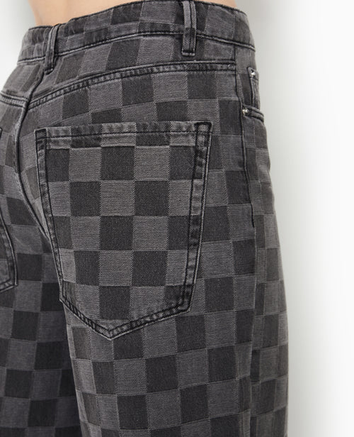 Jean baggy taille haute motif damiers - PIMKIE - 8