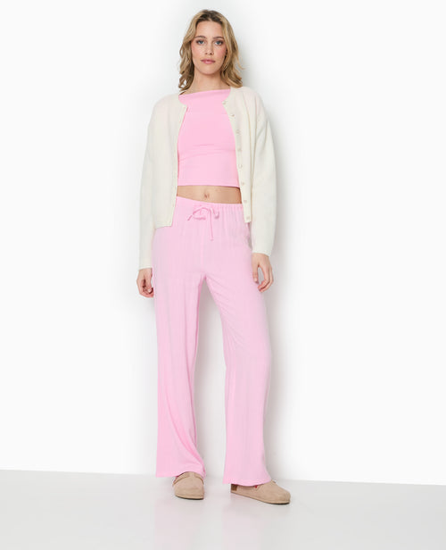 Pantalon large et droit avec taille élastiquée - PIMKIE - 1
