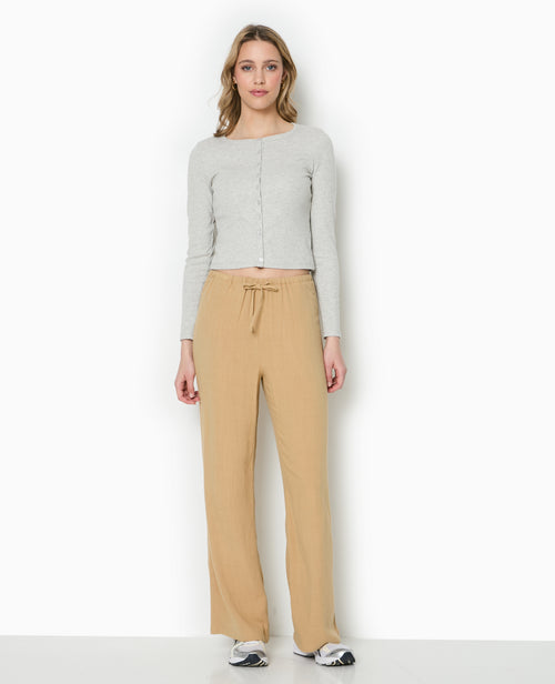 Pantalon large et droit avec taille élastiquée - PIMKIE - 7