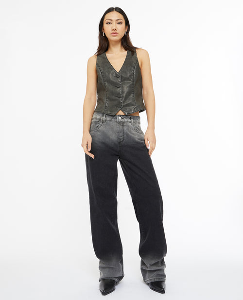 Jean wide taille basse effet délavé - PIMKIE - 2
