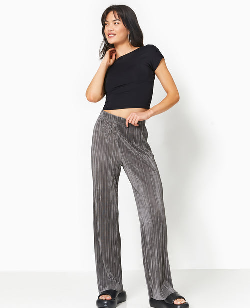 Pantalon large en tissu plissé et satiné - PIMKIE - 1