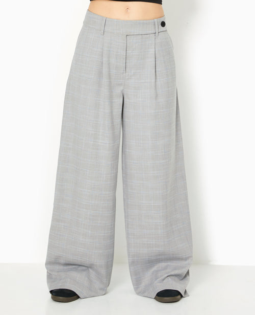 Pantalon large taille haute motif carreaux - PIMKIE - 5
