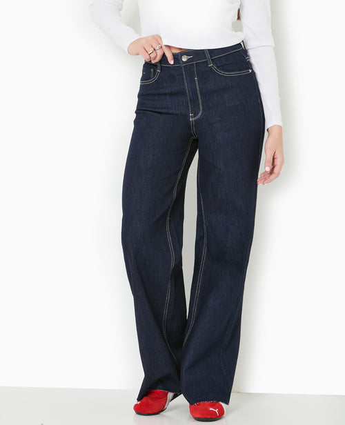 J71-1 / Jean wide taille haute avec bas coupés - PIMKIE - 5