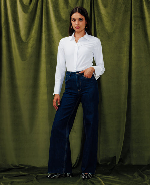 J71-1 / Jean wide taille haute avec bas coupés - PIMKIE - 1