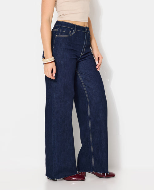 J71-1 / Jean wide taille haute avec bas coupés - PIMKIE - 2
