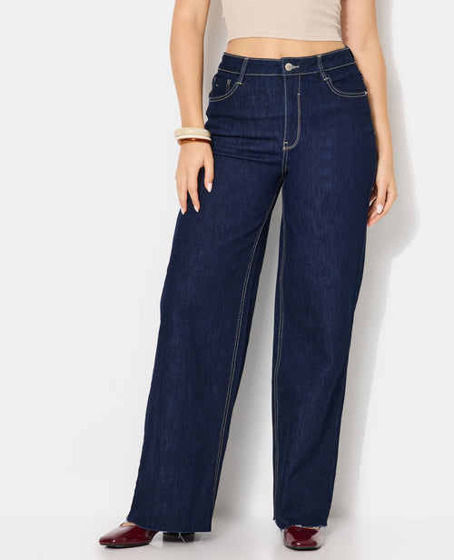 J71-1 / Jean wide taille haute avec bas coupés - PIMKIE - 5