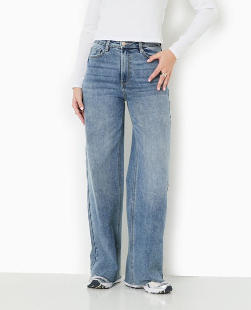 J71-1 / Jean wide taille haute avec bas coupés - PIMKIE - 5