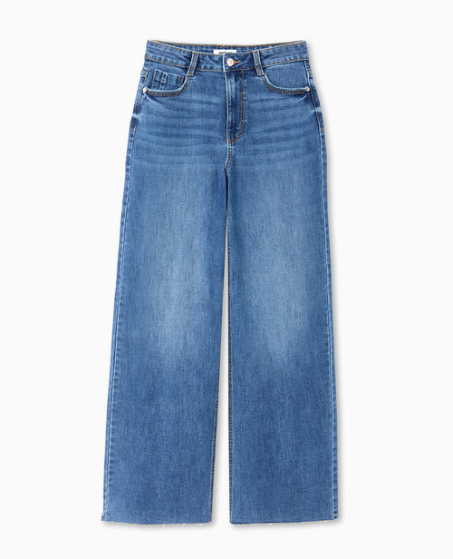 J71-1 / Jean wide taille haute avec bas coupés - PIMKIE - 4