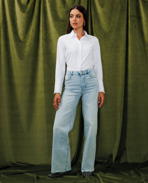 J71-1 / Jean wide taille haute avec bas coupés - PIMKIE - 1