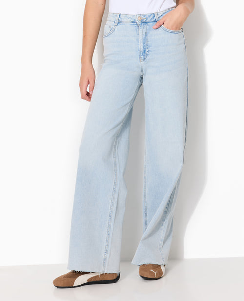 J71-1 / Jean wide taille haute avec bas coupés - PIMKIE - 5