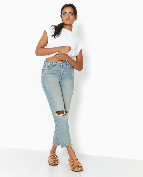 Jean mom taille haute destroy - PIMKIE - 1