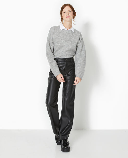 Pantalon droit taille haute en simili cuir - PIMKIE - 2