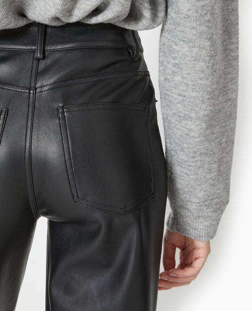 Pantalon droit taille haute en simili cuir - PIMKIE - 3