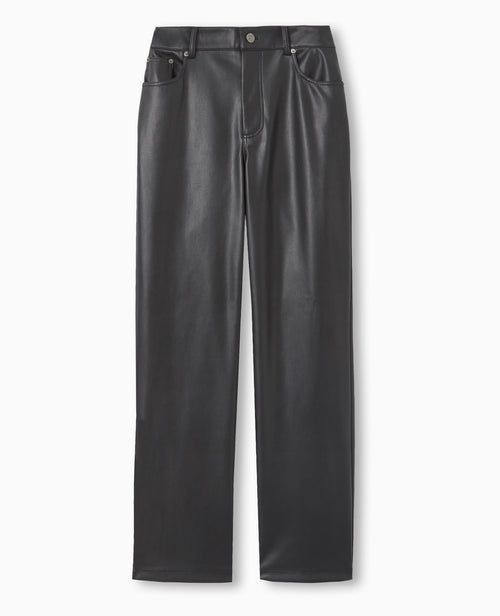 Pantalon droit taille haute en simili cuir - PIMKIE - 4