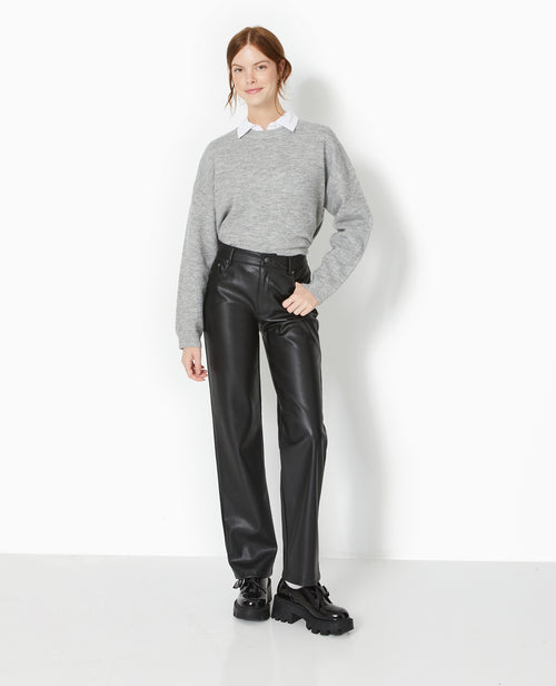 Pantalon droit taille haute en simili cuir - PIMKIE - 5