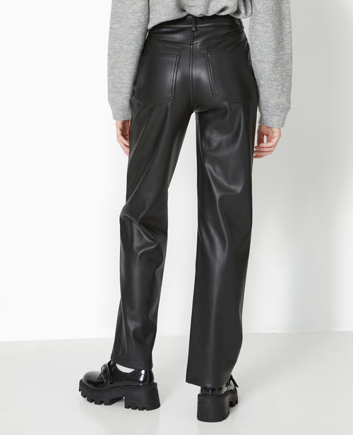 Pantalon droit taille haute en simili cuir - PIMKIE - 6