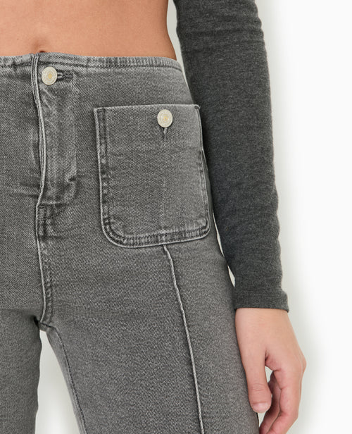 Jean flare taille haute avec poches plaquées - PIMKIE - 3