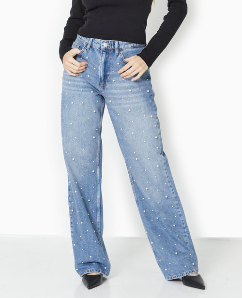 Jean droit avec perles effet nacre - PIMKIE - 5