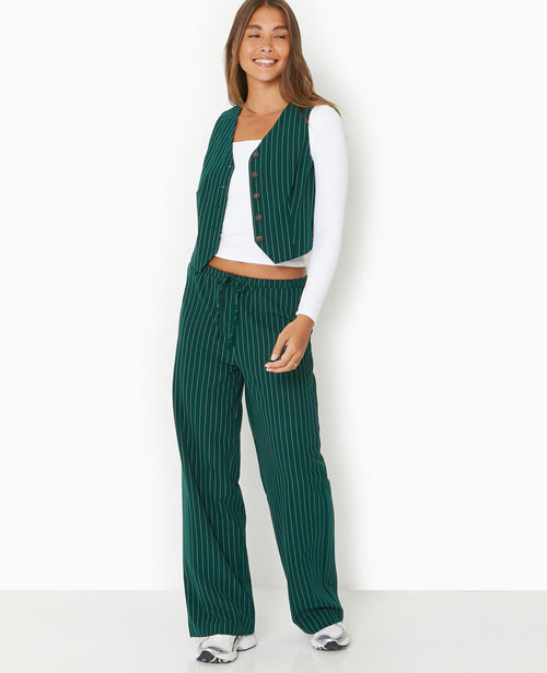 Pantalon droit taille élastiquée rayures banquier - PIMKIE - 1