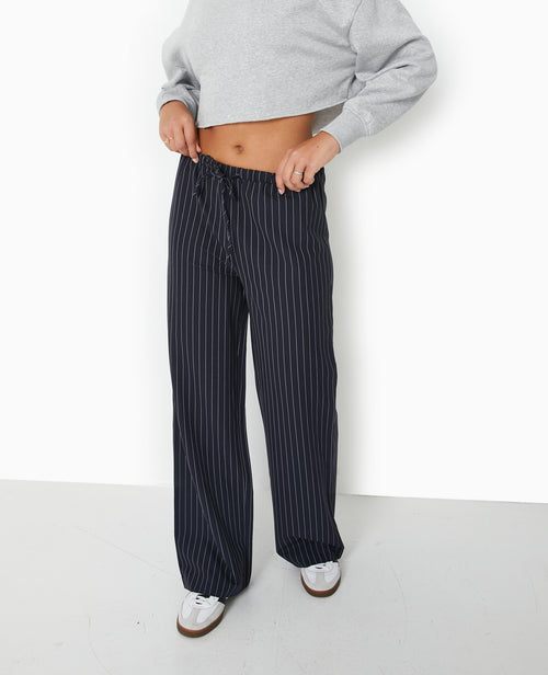 Pantalon droit taille élastiquée rayures banquier - PIMKIE - 8