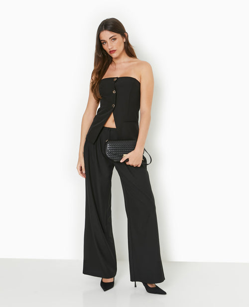 Pantalon large et droit avec pinces - PIMKIE - 1