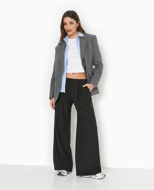 Pantalon large et droit avec pinces - PIMKIE - 2