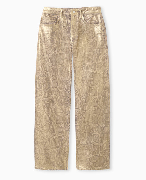 Jean droit motif python enduit doré - PIMKIE - 4