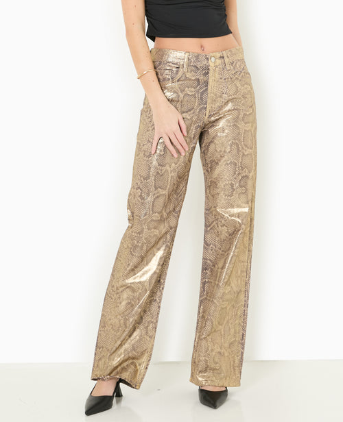 Jean droit motif python enduit doré - PIMKIE - 5