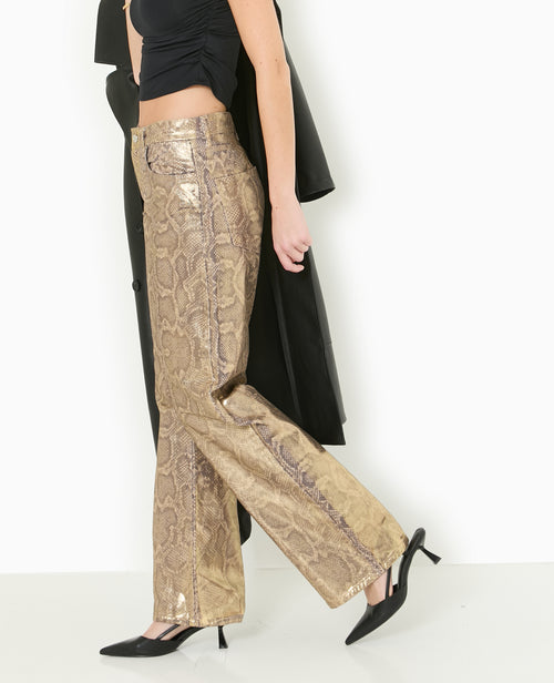 Jean droit motif python enduit doré - PIMKIE - 7