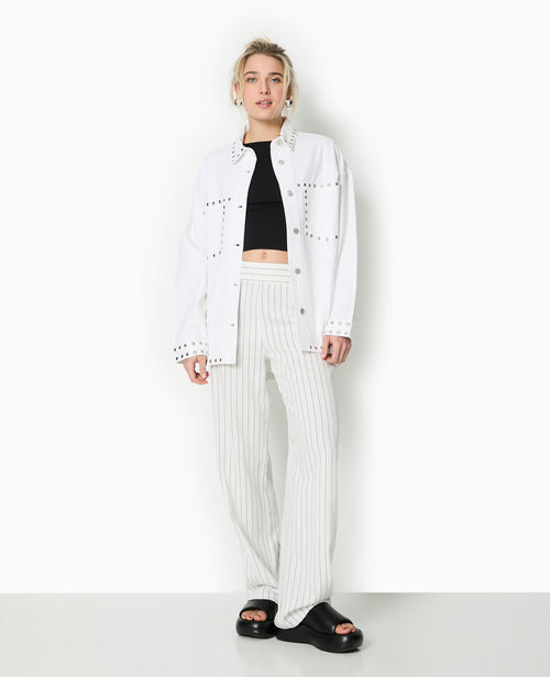 Pantalon droit rayé taille haute - PIMKIE - 8