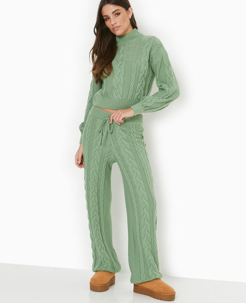 Pantalon droit en maille torsadée - PIMKIE - 1