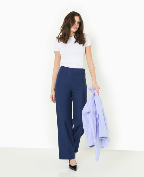 Pantalon droit taille haute avec lin - PIMKIE - 7