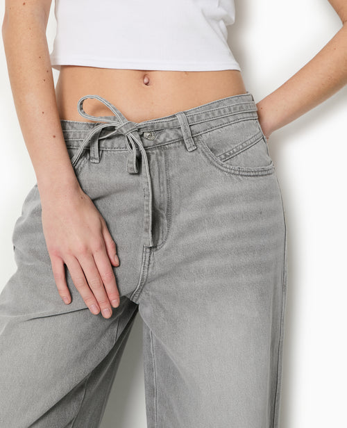 Jean baggy taille basse avec ceinture à nouer - PIMKIE - 3
