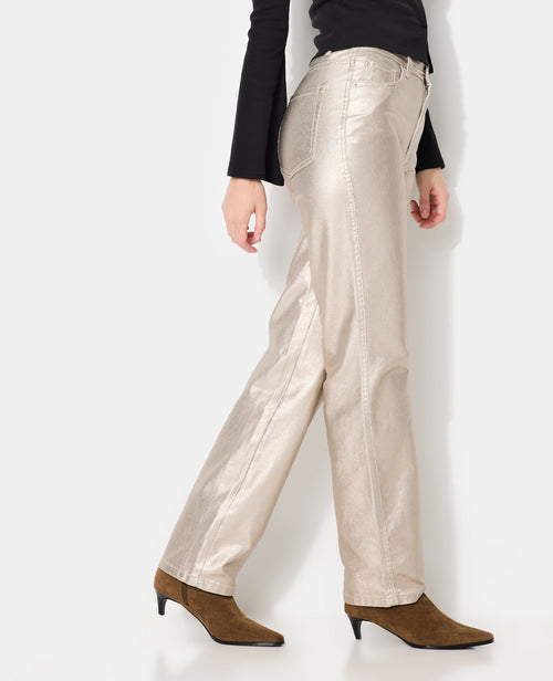 J90-2 / Jean straight avec enduction dorée taille medium - PIMKIE - 2