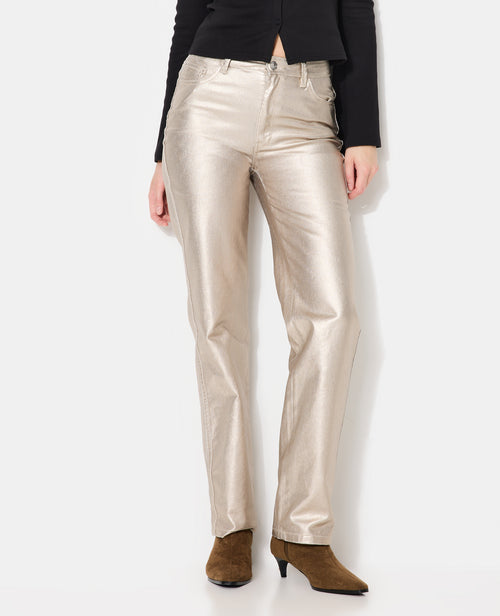 J90-2 / Jean straight avec enduction dorée taille medium - PIMKIE - 5