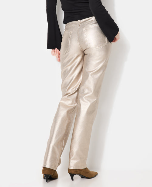 J90-2 / Jean straight avec enduction dorée taille medium - PIMKIE - 6