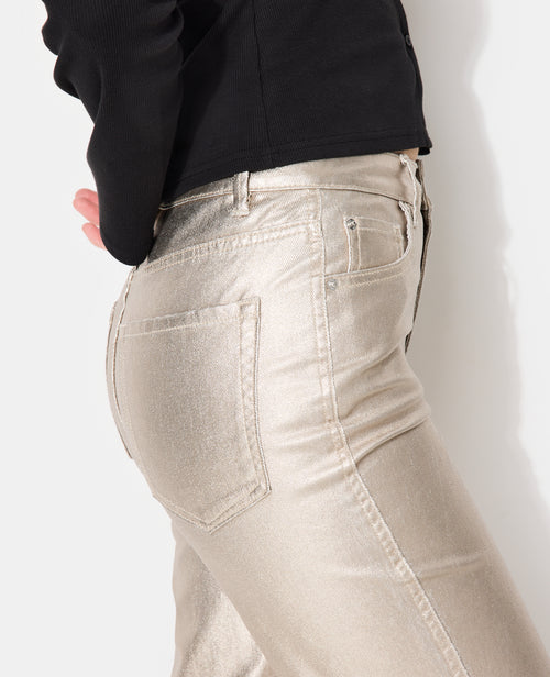 J90-2 / Jean straight avec enduction dorée taille medium - PIMKIE - 7
